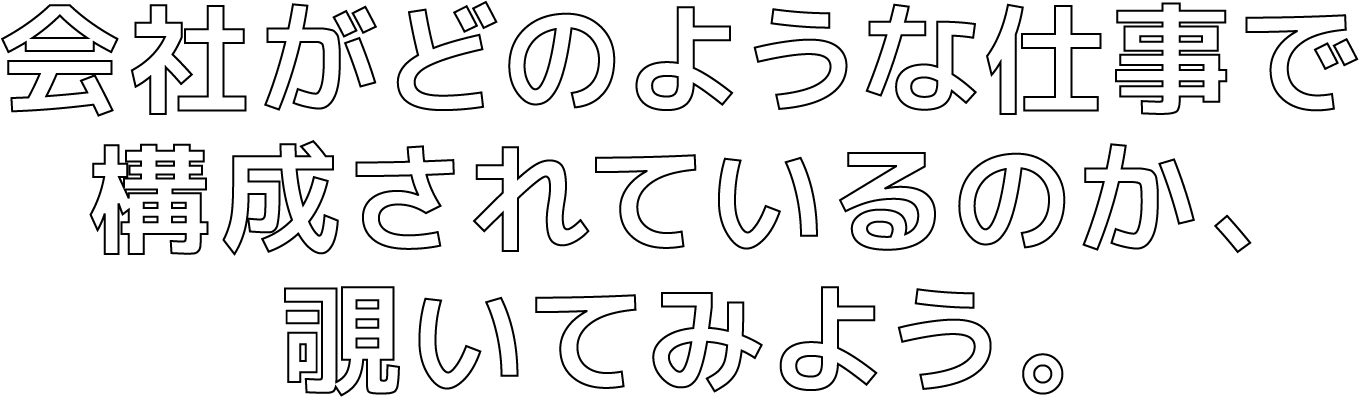 会社がどのような仕事で構成されているのか、覗いてみよう。